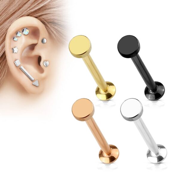 Labret intern geschroefd met platte ronde kop - Afbeelding 2