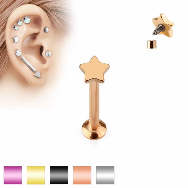 Labret intern geschroefd met platte ster