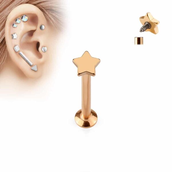 Labret intern geschroefd met platte ster - Afbeelding 5