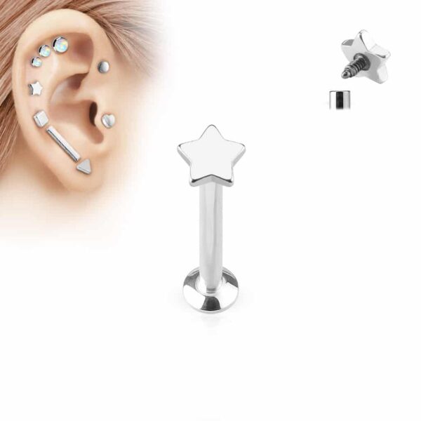 Labret intern geschroefd met platte ster - Afbeelding 6