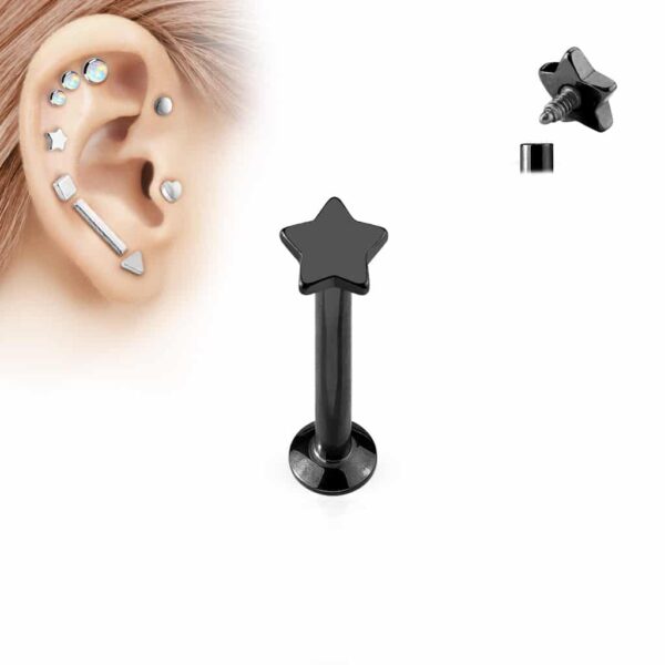 Labret intern geschroefd met platte ster - Afbeelding 4