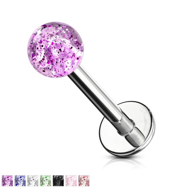Labret met glitterbal