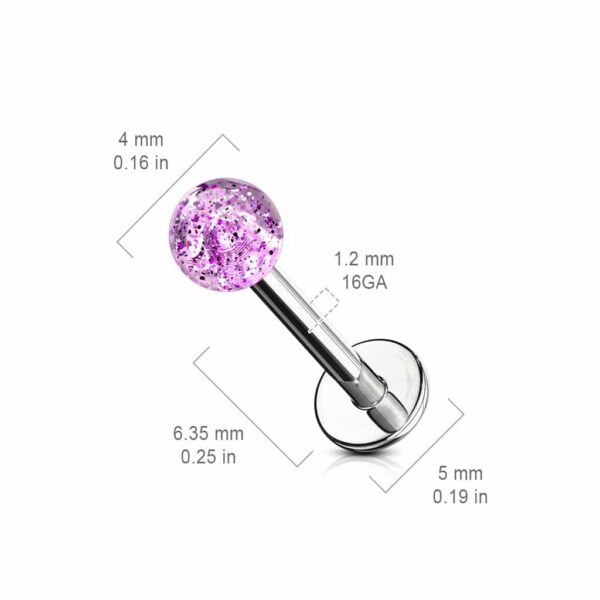 Labret met glitterbal - Afbeelding 3
