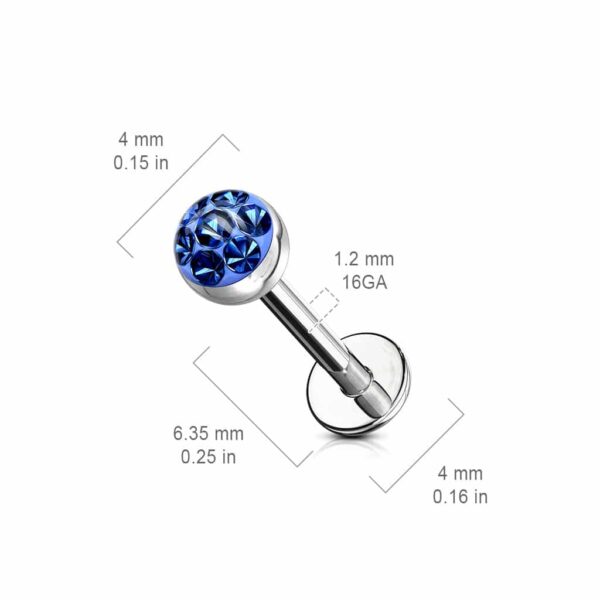 Labret met helder Oostenrijks kristal - Afbeelding 2