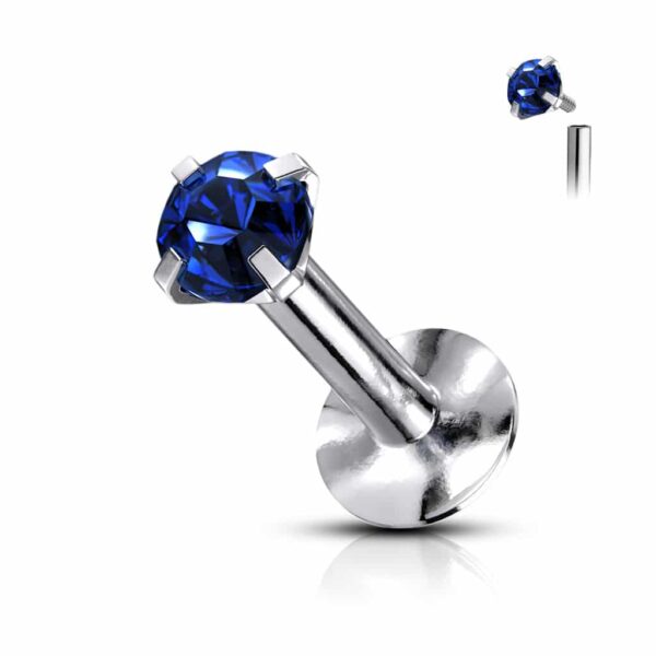 Labret met intern schroefdraad en rond kristal - Afbeelding 3