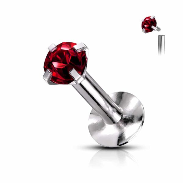 Labret met intern schroefdraad en rond kristal - Afbeelding 9