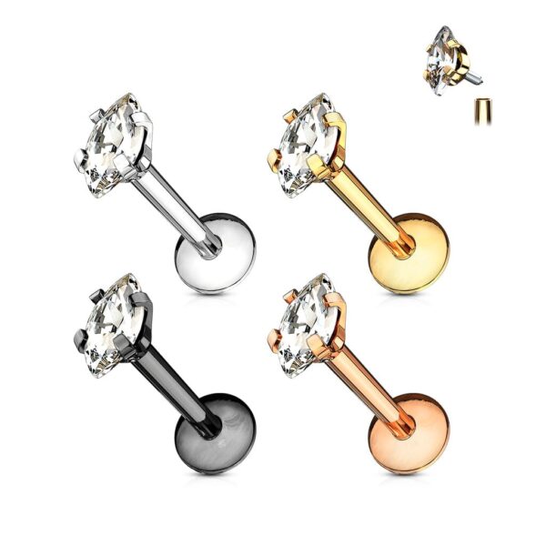 Labret met marquise kristal in verschillende kleuren - Afbeelding 4