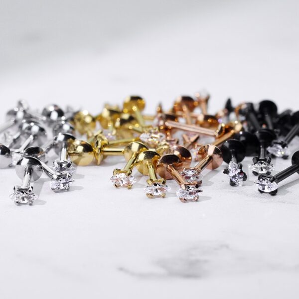Labret met marquise kristal in verschillende kleuren - Afbeelding 5