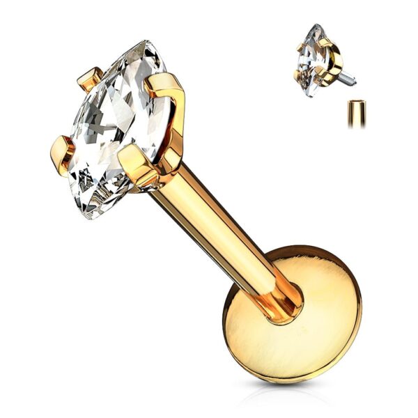 Labret met marquise kristal in verschillende kleuren - Afbeelding 11