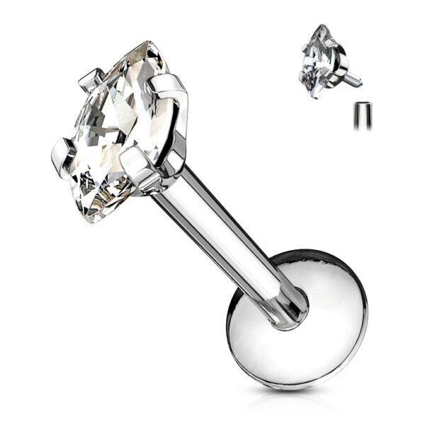 Labret met marquise kristal in verschillende kleuren - Afbeelding 10
