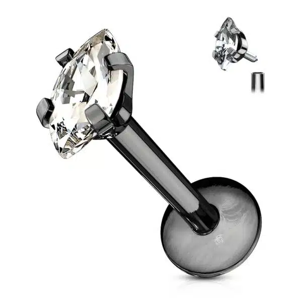 Labret met marquise kristal in verschillende kleuren - Afbeelding 8