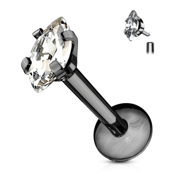 Labret met marquise kristal in verschillende kleuren - Afbeelding 12