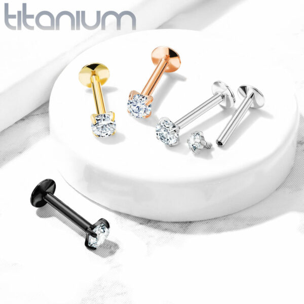 Labret van titanium intern geschroefd met kristal - Afbeelding 5