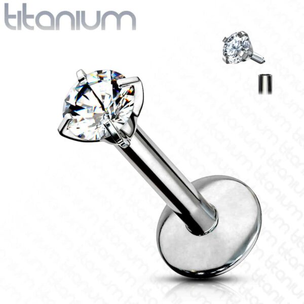 Labret van titanium intern geschroefd met kristal - Afbeelding 23