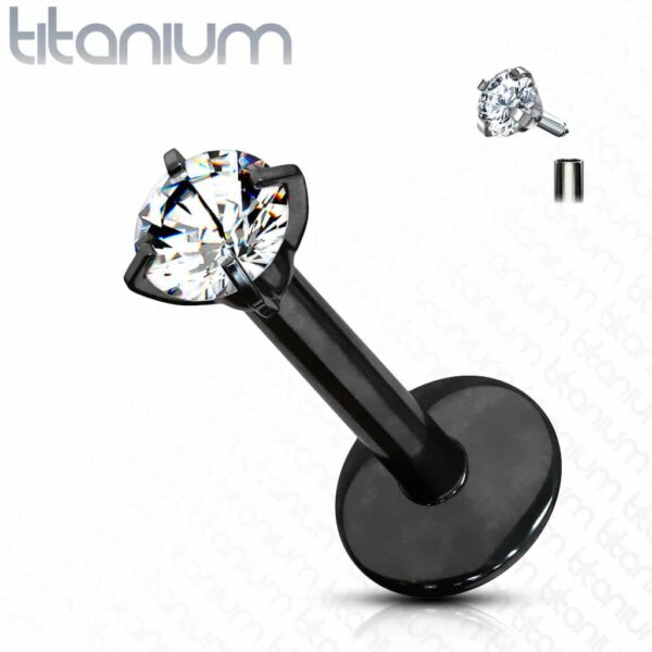 Labret van titanium intern geschroefd met kristal - Afbeelding 15