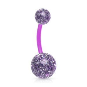 Navelpiercing Bioflex met glitterballetjes