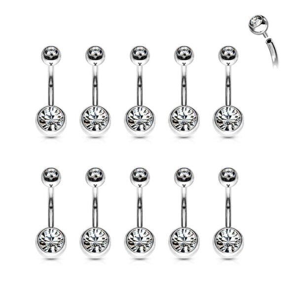 Navelpiercing intern geschroefd met dubbele steen - Afbeelding 2