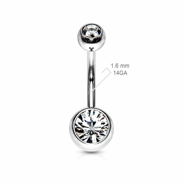 Navelpiercing intern geschroefd met dubbele steen - Afbeelding 4