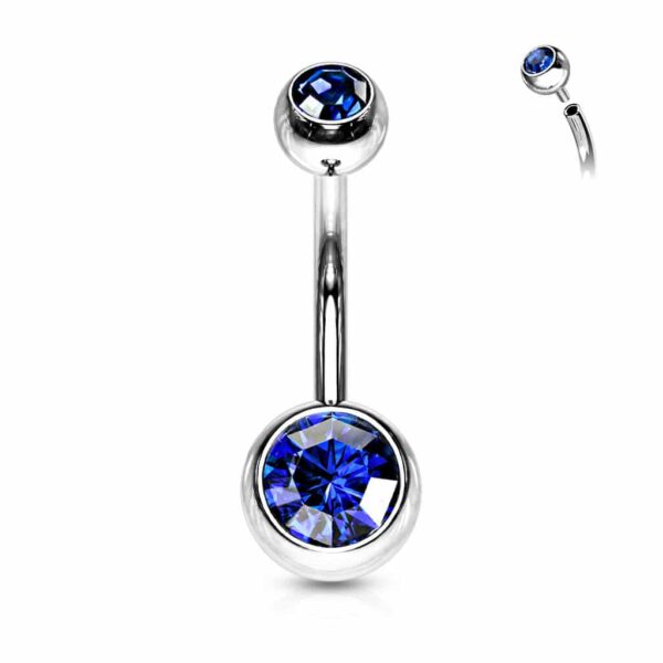 Navelpiercing intern geschroefd met dubbele steen - Afbeelding 14