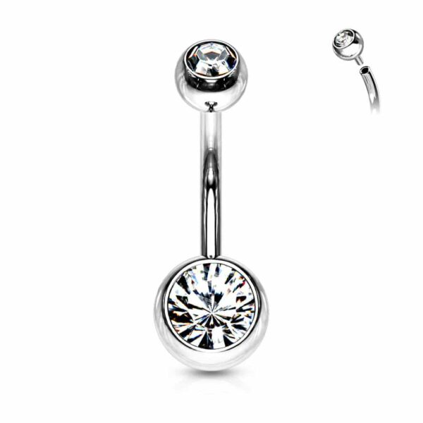 Navelpiercing intern geschroefd met dubbele steen - Afbeelding 8