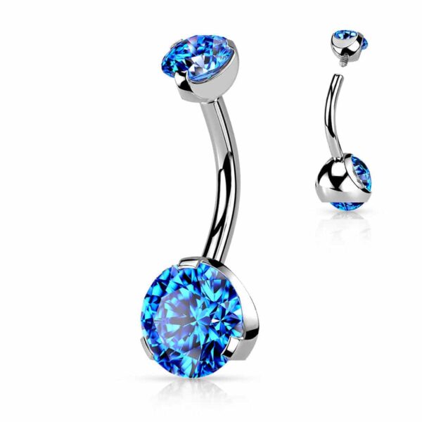 Navelpiercing intern geschroefd met prong-set met CZ steen - Afbeelding 3