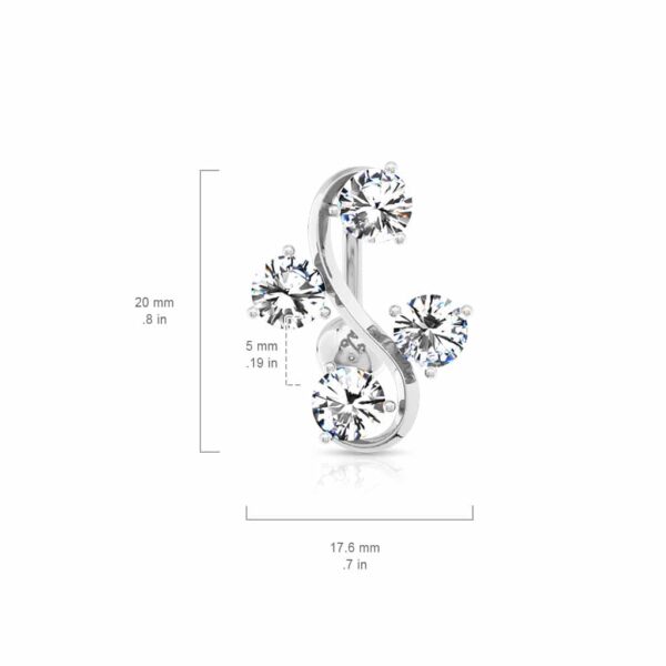 Navelpiercing met 4 stenen - Afbeelding 3