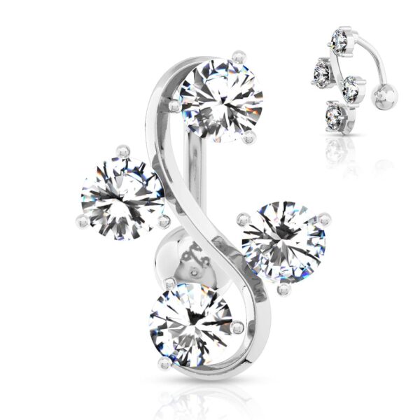 Navelpiercing met 4 stenen - Afbeelding 4