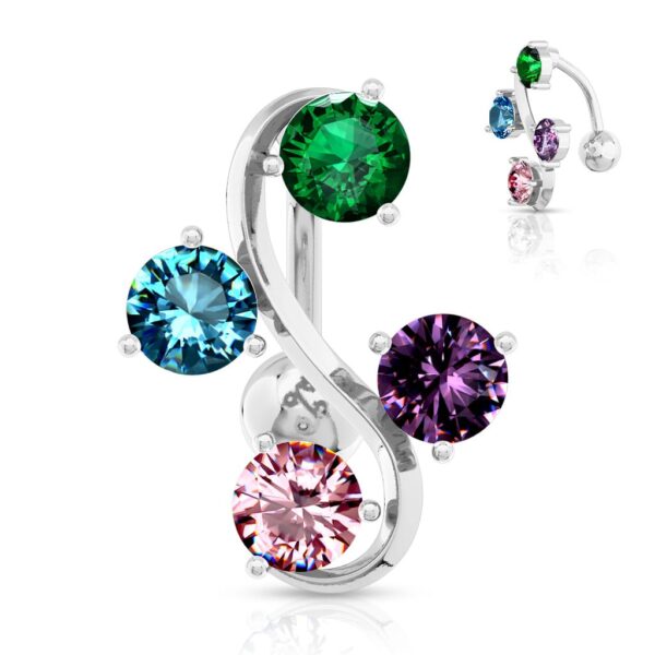 Navelpiercing met 4 stenen - Afbeelding 8