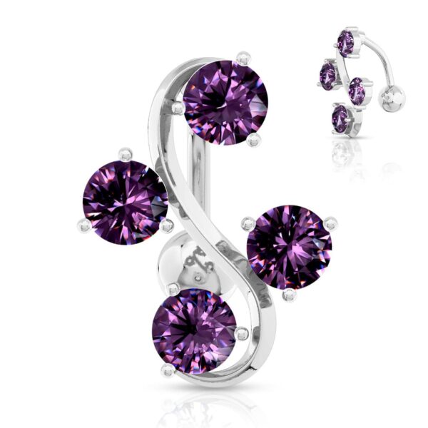 Navelpiercing met 4 stenen - Afbeelding 7