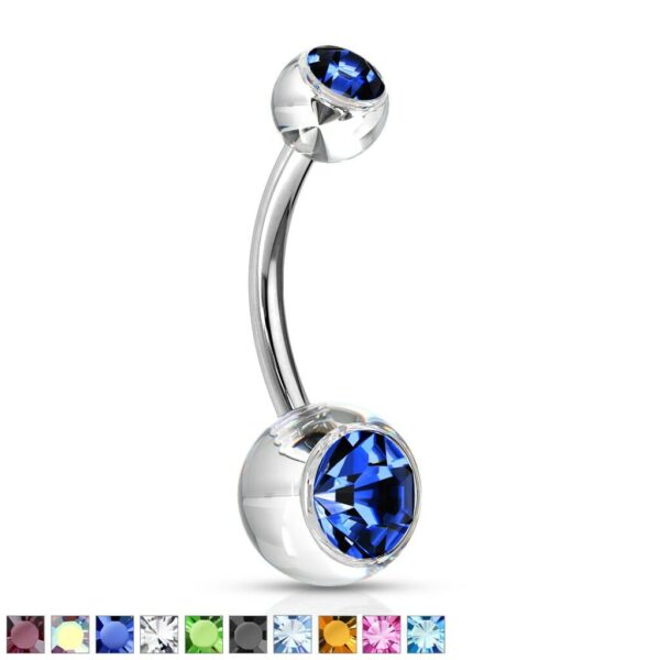 Navelpiercing met Acryl balletjes met steen
