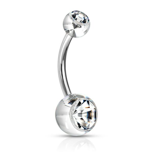 Navelpiercing met Acryl balletjes met steen - Afbeelding 4