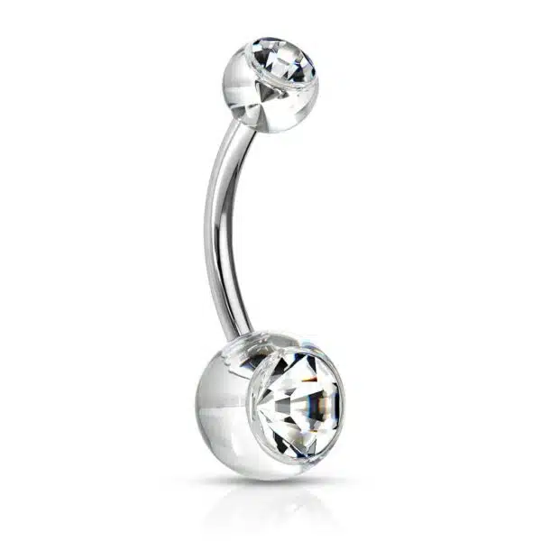 Navelpiercing met Acryl balletjes met steen - Afbeelding 4