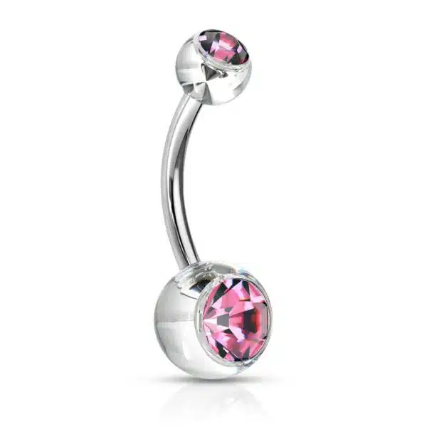 Navelpiercing met Acryl balletjes met steen - Afbeelding 5