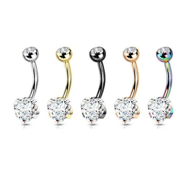 Navelpiercing met CZ hart prong-set - Afbeelding 5