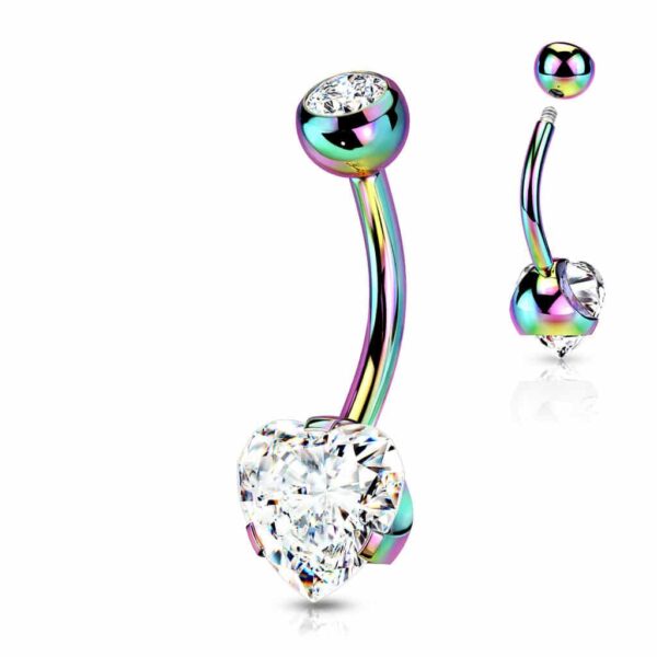 Navelpiercing met CZ hart prong-set - Afbeelding 10