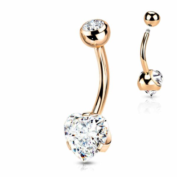 Navelpiercing met CZ hart prong-set - Afbeelding 9