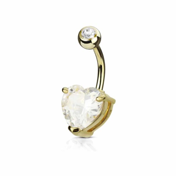 Navelpiercing met CZ steen in de hartvorm - Afbeelding 4