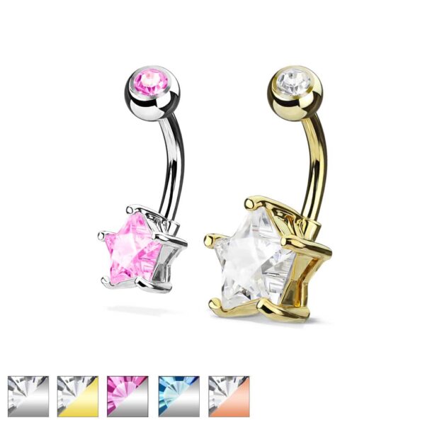 Navelpiercing met CZ steen in de stervorm