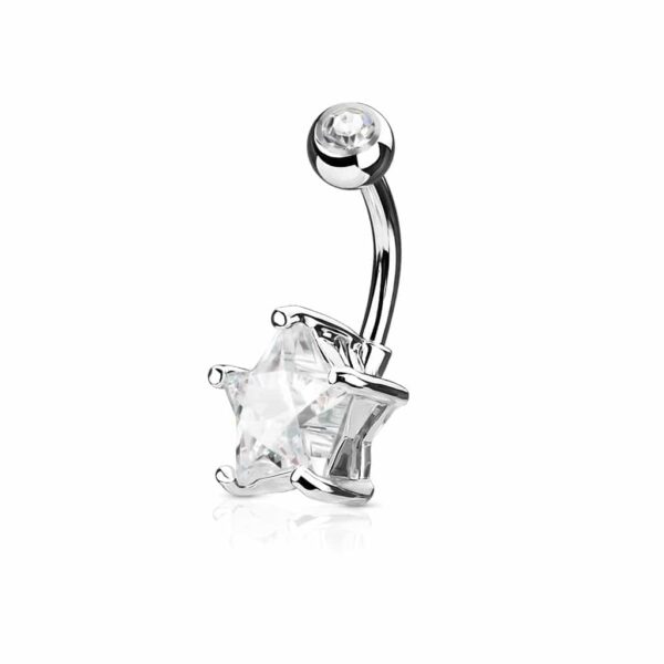 Navelpiercing met CZ steen in de stervorm - Afbeelding 3