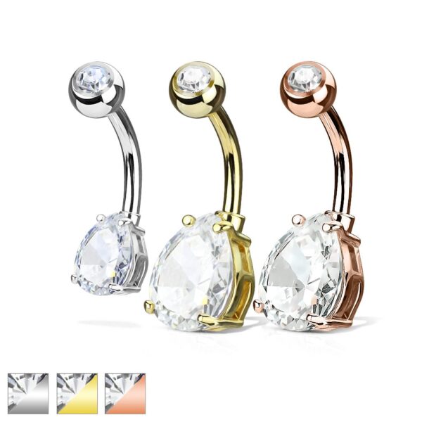 Navelpiercing met CZ steen prong-set