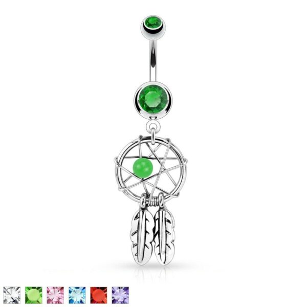 Navelpiercing met dromenvanger hanger - geweven ster design