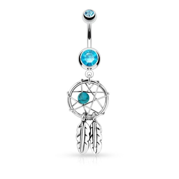 Navelpiercing met dromenvanger hanger - geweven ster design - Afbeelding 3