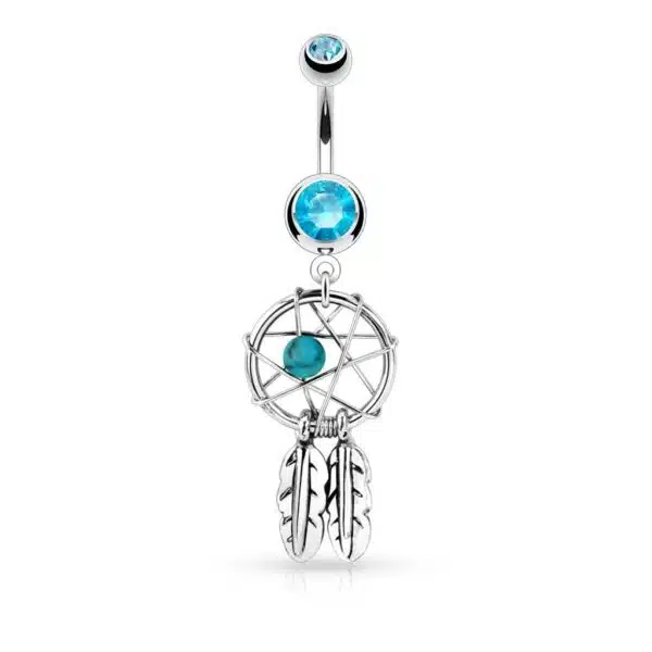 Navelpiercing met dromenvanger hanger - geweven ster design - Afbeelding 3