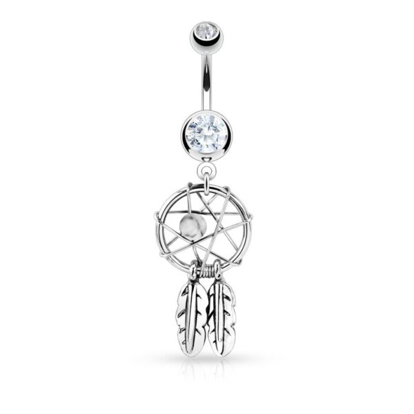 Navelpiercing met dromenvanger hanger - geweven ster design - Afbeelding 2