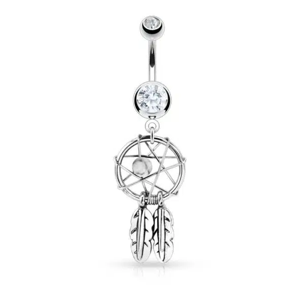Navelpiercing met dromenvanger hanger - geweven ster design - Afbeelding 2