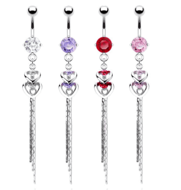 Navelpiercing met dubbel hart en hanger