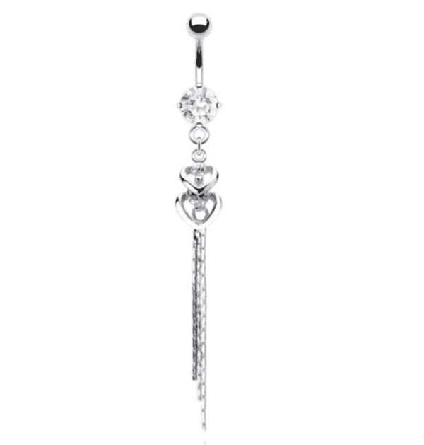 Navelpiercing met dubbel hart en hanger - Afbeelding 2