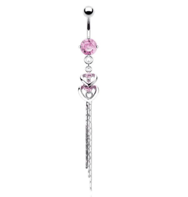 Navelpiercing met dubbel hart en hanger - Afbeelding 3