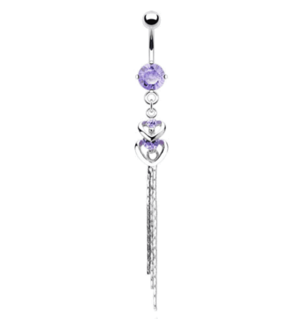 Navelpiercing met dubbel hart en hanger - Afbeelding 4