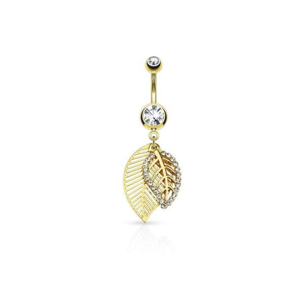 Navelpiercing met hangend blad en veer - Afbeelding 3
